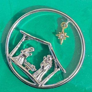 Origami Owl Large Silver Nativity Manger Window Plate